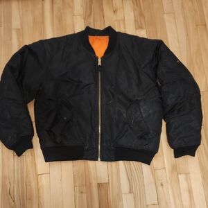 Rothco Black Bomber Jacket with Orange Interior